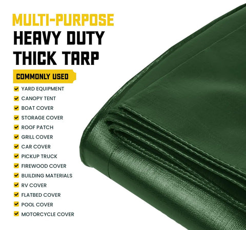 Extreme Heavy Duty 20 Mil Tarp Cover Waterproof and UV Resistant Rip and Tear Proof Poly Tarpaulin with Reinforced Edges
