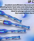 CNC Router Bits Set 1/8 Inch Shank 1/16 Inch Cutting Diameter Two Flute Upcut Flat Nose Carbide End Mills For Wood PVC MDF