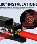 Built Like A Truck 275 Amp Heavy Duty Power Distribution Bus Bar with six M8 terminals for 12V installations, showing wiring connections.