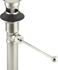 Premier Pop-Up Drain With Overflow In Vibrant Polished Nickel For Exposed Sink Install Solid Brass Construction For Long Lasting Durability Corrosion And Tarnish Resistant Finish 1-1/4 Inch Connection Easy Retro Fit shown.