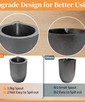 Comparison image of Heavy Duty Clay Graphite Crucible With Pour Spout For Metal Melting and Foundry Work showing large spout design.