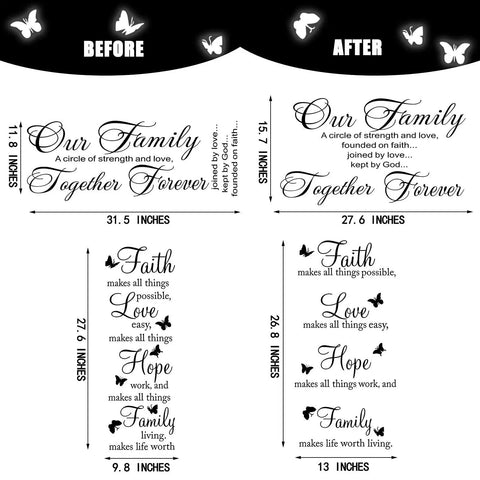 Two Sheets Bible Verse Wall Decals Set With Faith Hope Love Family Inspirational Quotes For Home Classroom Living Room Decor Vinyl Bible Verse Stickers