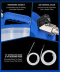 Close-up of air control valve, ergonomic handle, and hoses of 3L Vacuum Brake Bleeder Kit With Pneumatic Fluid Extractor.