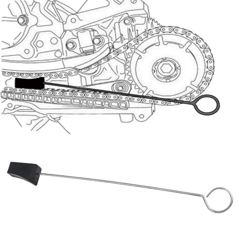 Complete Ford Pro Grade Cam Tool Set For 4.6L And 5.4L 3V Engines Timing Chain Locking Wedge illustrated with engine diagram