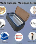 Beast Mode Ultrasonic Jewelry Cleaner 48KHz 22oz Upgraded 2025 Model open view with icons for eyeglasses, watches, and more