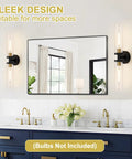 Black And Gold Wall Sconces Set Of Two With Thick Clear Glass Shades Modern Bathroom Lighting For Mirror Vanity Bedroom Hallway, sleek design.