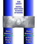 Eight Pack Chain Link Fence Panel Clamps For 1 7 8 Inch Pipe Frames, Kennel Clamps With Bolts And Nuts, Saddle Style, installed view.
