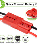 Heavy Duty Battery Quick Connect Disconnect Kit 175 Amp 12 To 36V 1/0 AWG Red 4 Pack For Winches Trailers And Electrical Equipment Fast Easy Power Connection And Disconnection., red battery connector with 1/0 AWG cable and 175A rating