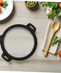 Black Pressure Cooker Lid Edge Support Bracket Heat Resistant Plastic Replacement Part For Electric Multi Cooker Home Kitchen Appliance Lid Grip For Easy Handling, black plastic ring on wooden table