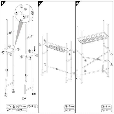 Assembly instructions for Four Tier Over The Toilet Storage Shelf Organizer For Bathroom Freestanding 4 Shelf Cabinet.