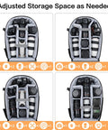 Interior compartments of hard shell waterproof camera backpack for DSLR SLR and mirrorless gear with adjustable storage.