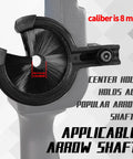Close-up of Whisker Biscuit Quick Shot Archery Arrow Rest With Full Containment Brush showing 8 mm caliber center hole.