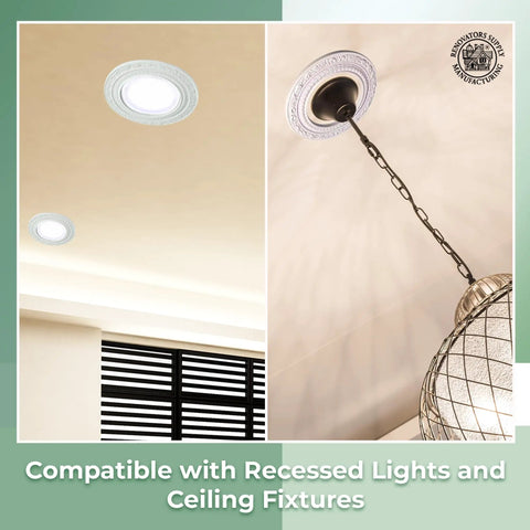 Pack Of 10 White Recessed Light Trim Medallions For Easy Install, 10 Inch OD, 6 Inch ID, Ceiling Rosettes for Lights and Fans