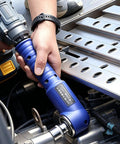 Heavy Duty Pneumatic 1/2 Inch Right Angle Impact Wrench held by hand in engine bay, designed for tight spaces and high torque.