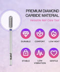 Diamond Carbide Safety Nail Drill Bit Three Thirty Second Inch Shank Style 08 Medium Grit Pro Grade Quality For Acrylic Gel Nails Dry Manicure Pedicure Shape Remove Tools close-up view