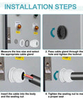 Installation steps for Five Pack PG13.5 Nylon Cable Glands Waterproof Cord Grip Connectors with washers, gaskets, and locknut