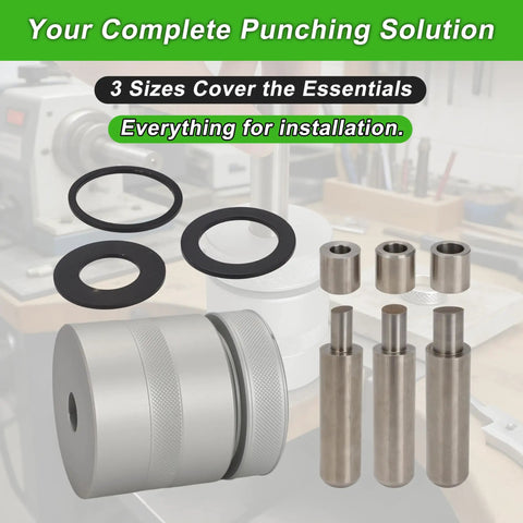 Pro-Grade Coin Ring Punch Kit And Die Set With 3/8-Inch, 7/16-Inch, And 1/2-Inch Punches for Jewelry, Gaskets, Leatherwork