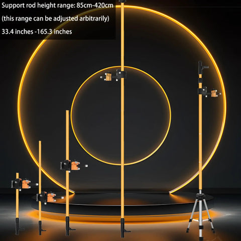 Pro Grade Adjustable Telescopic Laser Level Mounting Pole With Tripod Extends To 13.78 Ft 4.2 m 5/8-11 Rotating Nut Fast Setup Horizontal Leveling Adapter For Builders Contractors And DIY Pros, adjustable gold pole with tripod