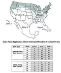 Map showing US zones for Sun Powered 10 Watt Solar Panel Kit For Automatic Gate Openers Portable 12V Battery Charger.