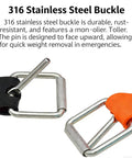 Close-up of 316 stainless steel buckle on adjustable quick dry silicone weight belt for scuba freediving snorkeling and water sports