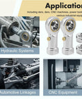 Four Pack PHSB4 Steel Rod End Bearings With 1/4 Inch Bore And 1/4-28 Right Hand Female Thread used in hydraulic systems and CNC equipment.
