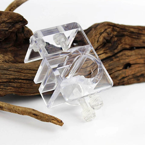 Clear Acrylic Aquarium Hose Clips 2 Pack Soft Tube Fixture Holder Clamps for tubing and pump hoses, clear plastic design.