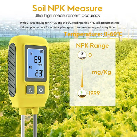 4 In 1 NPK Soil Tester Digital With LCD Readout And Temperature Measurement For Nitrogen Phosphorus Potassium In Soil