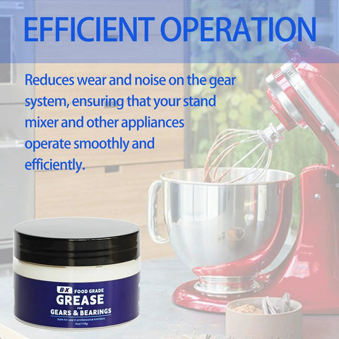 Food Grade Grease For Stand Mixer 4 Oz NSF Certified for kitchen use shown with mixer in kitchen setting