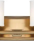 Harbour Point Vanity Bath Light In Liberty Gold Two Light Dimmable Fixture With 200 Watts Max Not Included Bulbs 11.25 Inch High By 7.25 Inch Wide Your Bathroom Upgrade front view
