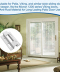 Universal Sliding Door Keeper And Hook Latch Replacement For Pella And Micron 1200 Series Extruded Aluminum Door Latch Kit With Four Mounting Screws White Finish Compatible With Viking And Similar Sliding Doors installed on patio door