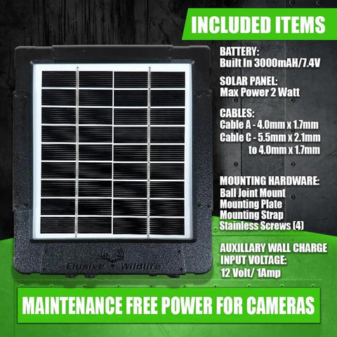 Reaktor Universal Solar Power Pack For Security Cameras, Trail Cameras, And Game Cameras With A 3W Compact Solar Panel