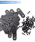 Heavy Duty Black Straight Flat Brackets For Wood And Metal, 86 Piece Stainless Steel Mending Plates With Screws, assorted black flat brackets and screws.