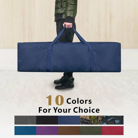 Person holding Massive 46 Inch Extra Large Zippered Duffel Bag For Travel Camping And Sports Gear Storage Waterproof Foldable Luggage