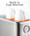 Compact Espresso Machine With 20 Bar Pump And Milk Frother Steam Wand For Barista Grade Lattes And Cappuccinos At Home 1350W, featuring built-in cup warmer