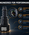 Heavy Duty Two Pack 3/8 Fuel Line Quick Connectors showing PA12 nylon fitting with anti-misalignment design for secure connection.