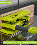Expandable Push Shoe For Table Saw, Adjustable Push Block From 2 To 6 Inches in use guiding wood on a saw table surface.