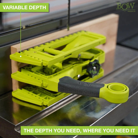 Expandable Push Shoe For Table Saw, Adjustable Push Block From 2 To 6 Inches in use guiding wood on a saw table surface.