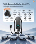 Hella Fast Level 2 Ev Charger For Home Driveways With J1772 Connector And Nema 14 50 Plug UL Certified 240 Volt setup shown with compatible EV brands.