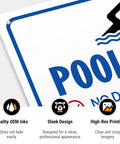 Top corner of Pool Rules Sign Keeps It Real For Swimmers With Swim At Your Own Risk Note No Diving No Running No Food No Glass