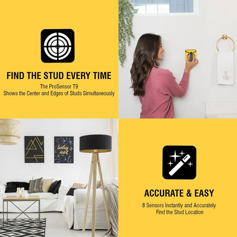 Straight Up Dead On Electronic Stud Finder With Smart Proximity Indicators For Effortless Drywall And Wood Detection Built Different Yellow Handheld Tool That Delivers Solid Readings Without Any Guesswork For Fast Repairs
