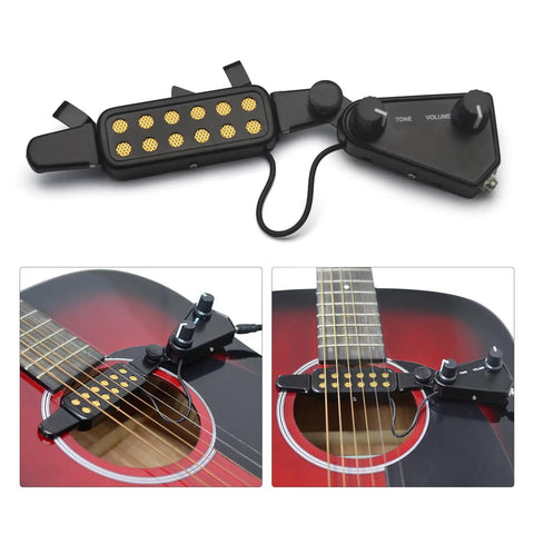 Soundhole Magnetic Pickup With Volume And Tone Controls For Acoustic Guitars, 12 Hole Transducer Kit in guitar