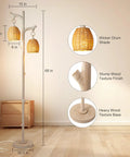 68 Inch Farmhouse Floor Lamp With Tree Trunk Faux Wood Column And White Washed Wicker Drum Shade, room setting, detailed view