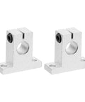 Aluminum Linear Rail Guide For 12mm Shafts 2 Pack Precision Clamping System For Smooth Motion And Steady Performance In CNC Machines And 3D Printers For Easy Installation And Durable Operation, two silver blocks