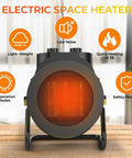 Indoor Space Heater 1500W PTC Ceramic With 90 Degree Adjustable Angle Rapid Safe Heating Quiet Portable Heater For Home Office Compact Desk Heater Yellow displaying front view with glowing mesh