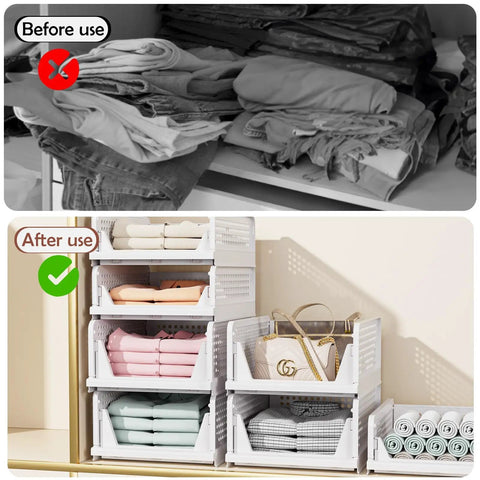Flat Out Essential 5 Pack Stackable Closet Organizers Smooth Space Savers Premium Fabric Storage Boxes For Clothes And Linens Legit Wardrobe Hack Solid Home Setup