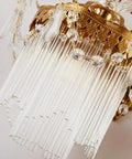 Close-up of Modern Brass Wall Sconces With Glittering Acrylic Jewel Drops For Bedroom Living Room Hallway Lighting Energy Saving Decor Fixture.