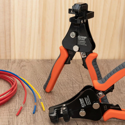 3 In 1 Automatic Wire Stripper With Built In Cutter Adjustable Stripper For 18-8 AWG And 22-10 AWG Insulated Terminals ICP-510