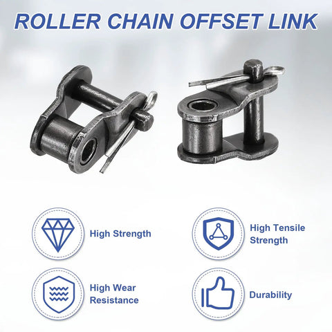 Premium 06B-1 Roller Chain Offset Half Links Set With 30 Pieces showing durable manganese steel links for heavy duty machinery.
