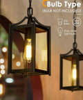 Large 14 Inch Outdoor Pendant Light With Adjustable Chain In Black Exterior Finish And Clear Glass, hanging lantern glowing