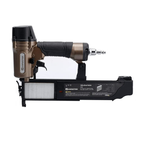 Heavy Duty Pneumatic Brad Nailer Delivers Top Notch Performance With No Hassle Quick Release And Dead Nuts Precision Depth Settings side view.